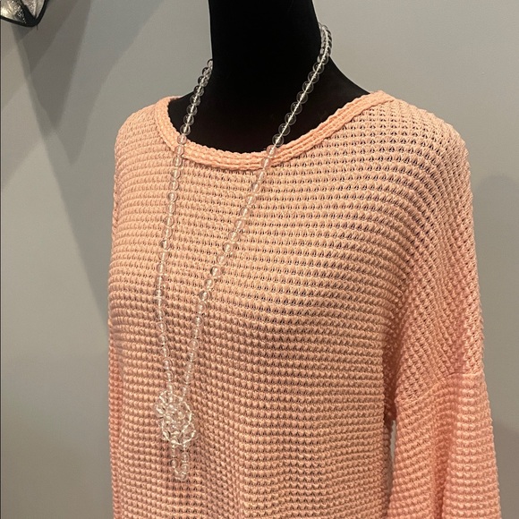 Peach Waffle Knit women’s oversized loose fit top small - Picture 2 of 2